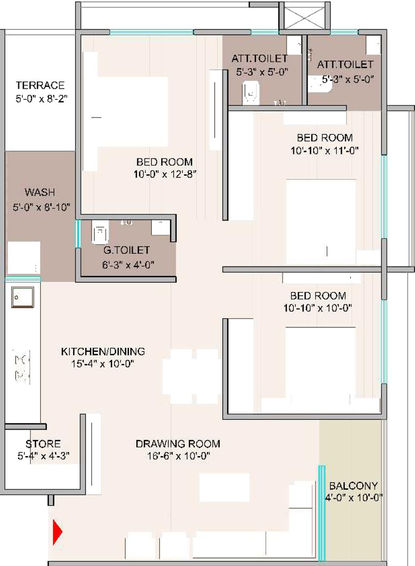 3 BHK Flat in Shree Ambica Residency in Vavol, Gandhinagar - Image 549384