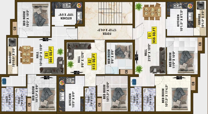 Floor Plan of Bharathi Sai Pearl in Pozhichalur, Chennai - Image 59492