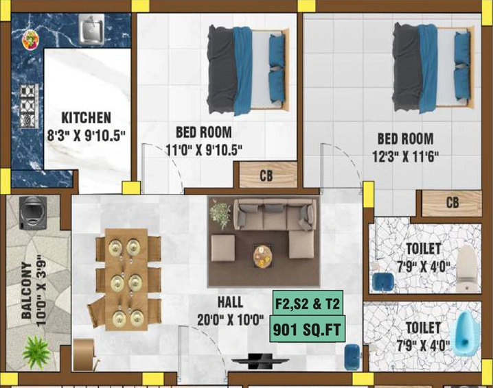 2 BHK Flat in Bharathi Magnus in Pammal, Chennai - Image 678986