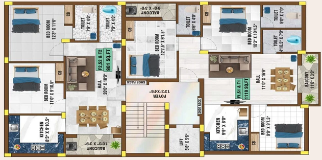 Floor Plan of Bharathi Magnus in Pammal, Chennai - Image 97966