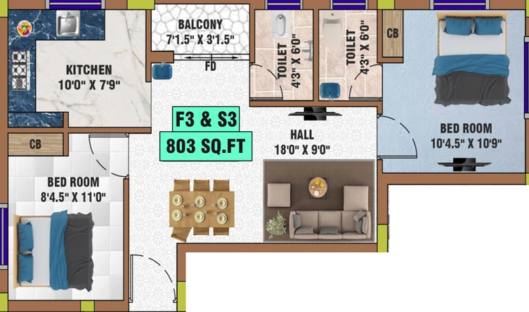 2 BHK Flat in Bharathi Sai Supernova in Pammal, Chennai - Image 523887