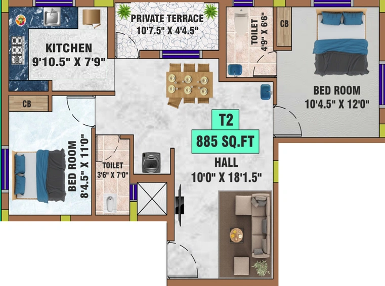 2 BHK Flat in Bharathi Sai Supernova in Pammal, Chennai - Image 523888