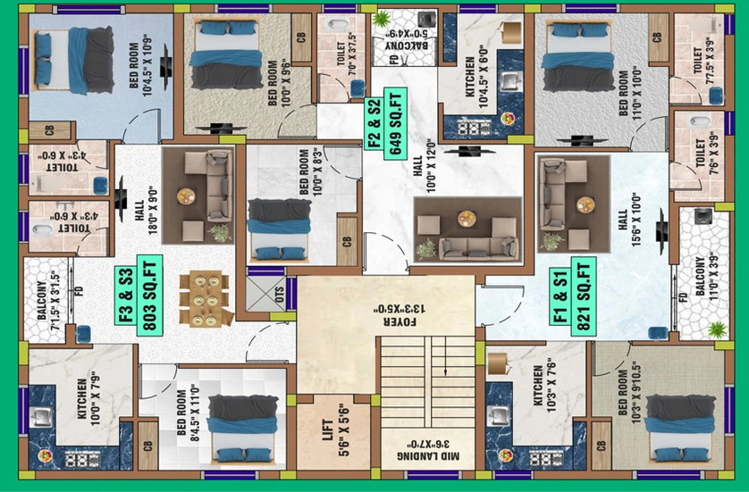 Floor Plan of Bharathi Sai Supernova in Pammal, Chennai - Image 59072