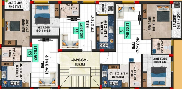 Floor Plan of Bharathi Sai Iris in Kundrathur, Chennai - Image 59079