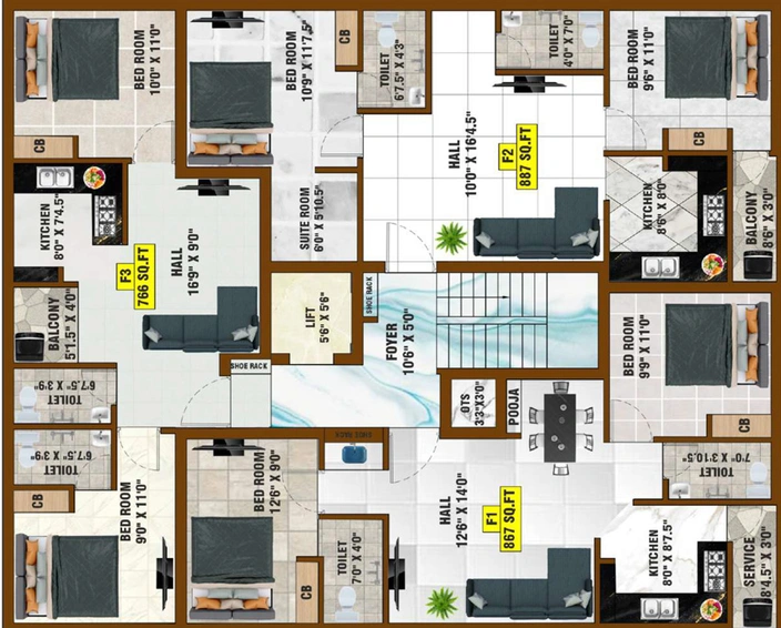 Floor Plan of Bharathi Sai Sparkle in Anakaputhur, Chennai - Image 59242