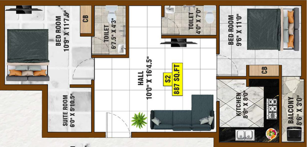 2 BHK Flat in Bharathi Sai Hazel in Anakaputhur, Chennai - Image 524691