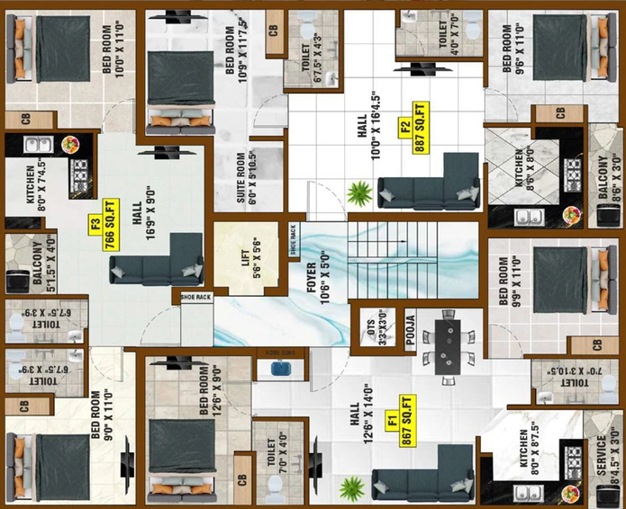 Floor Plan of Bharathi Sai Hazel in Anakaputhur, Chennai - Image 59380
