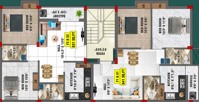 Floor Plan of Bharathi Sai Silver Line in Kundrathur, Chennai - Image 59498