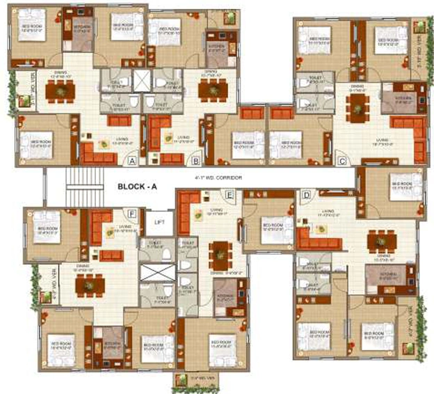 Floor Plan of GPS Meena Genesis in Rajarhat, Kolkata - Image 59522