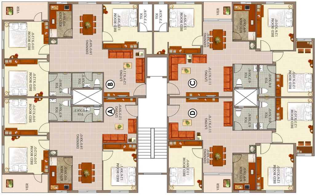 Floor Plan of GPS Meena Sunrise in Rajarhat, Kolkata - Image 59514