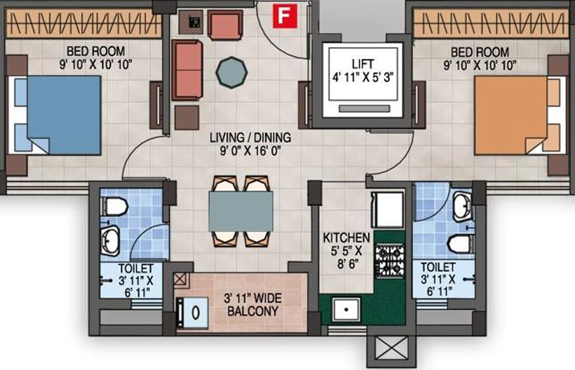 2 BHK Flat in Magnolia Success in New Town, Kolkata - Image 531110