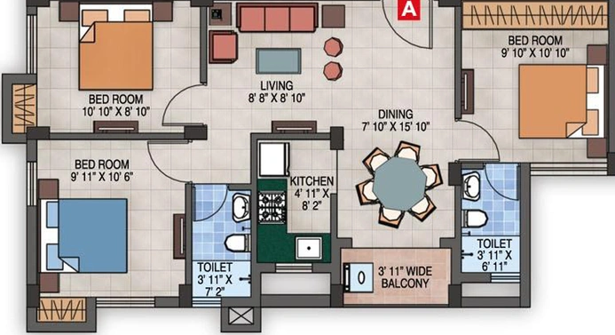 3 BHK Flat in Magnolia Success in New Town, Kolkata - Image 531111