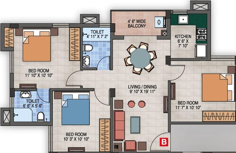 3 BHK Flat in Magnolia Success in New Town, Kolkata - Image 531112