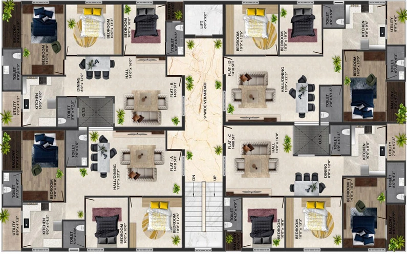 Floor Plan of Sukras Magizham in Saibaba Colony, Coimbatore - Image 168128