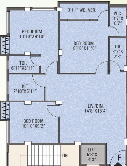 3 BHK Flat in Universal Radha Kunja Galaxy in Madhyamgram, Kolkata - Image 531195