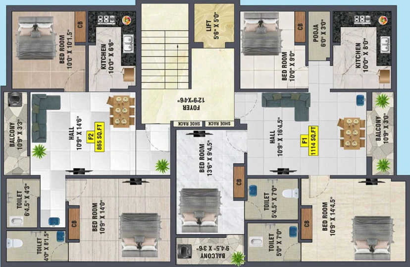Floor Plan of Bharathi Sai Everest in Kundrathur, Chennai - Image 59538
