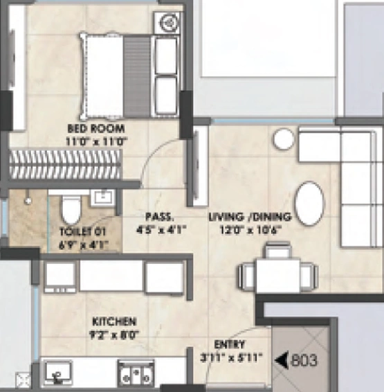 1 BHK Flat in Kean Gardina in Santacruz East, Mumbai - Image 442390