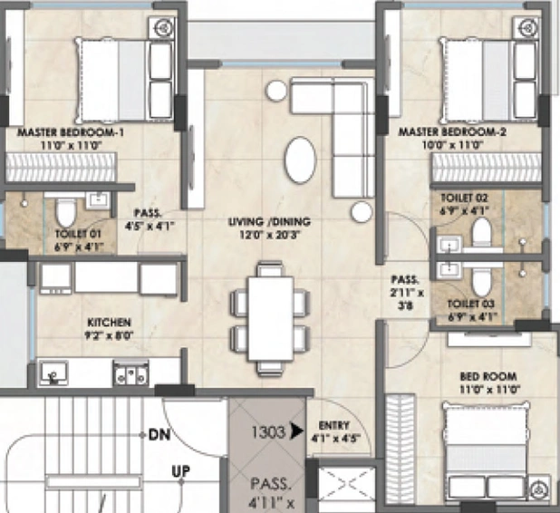 3 BHK Flat in Kean Gardina in Santacruz East, Mumbai - Image 442392