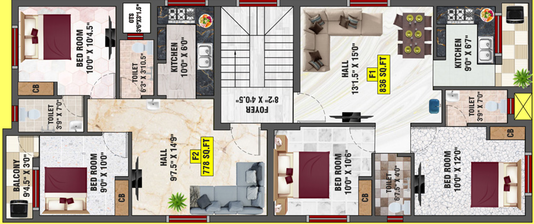 Floor Plan of Bharathi Sai Cherry in Kundrathur, Chennai - Image 59564