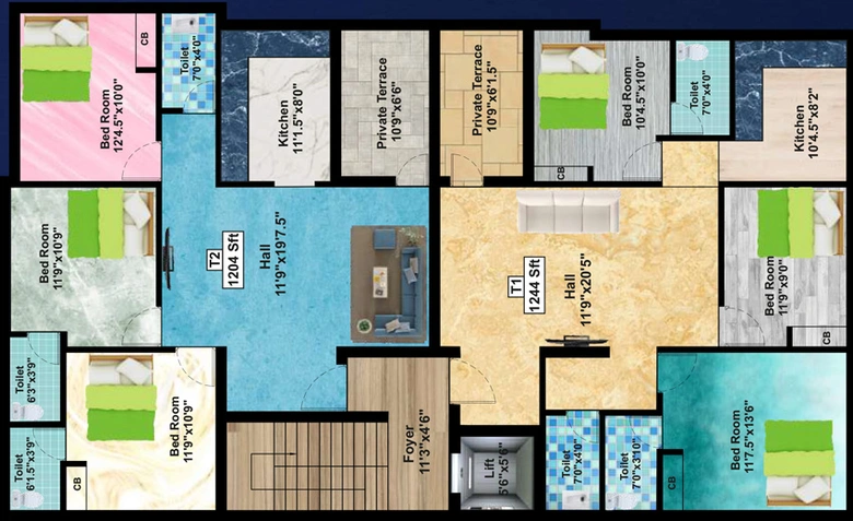 Floor Plan of Bharathi Sai Laurel in Anakaputhur, Chennai - Image 59619