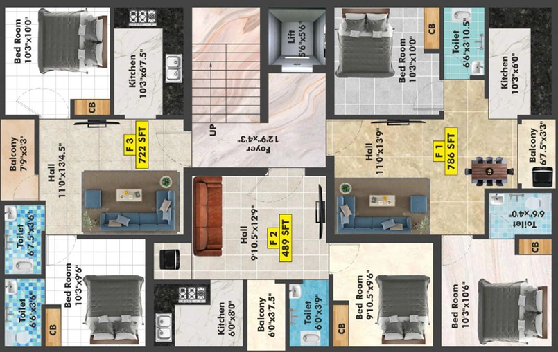 Floor Plan of Bharathi Sai Phoenix in Pammal, Chennai - Image 59586