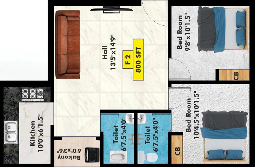 2 BHK Flat in Bharathi Sai Scarlet in Pammal, Chennai - Image 527194
