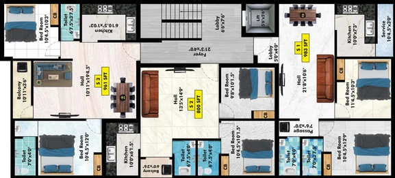 Floor Plan of Bharathi Sai Scarlet in Pammal, Chennai - Image 59626
