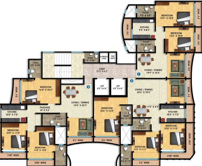 Floor Plan of Megaj Shivom Enclave in Santacruz East, Mumbai - Image 21291