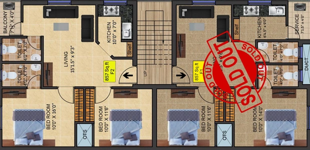 Floor Plan of Bharathi Sai Garland in Kundrathur, Chennai - Image 59640