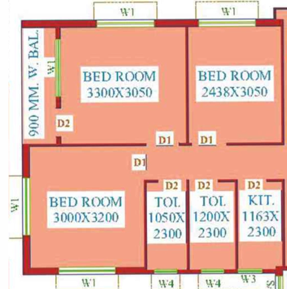 3 BHK Flat in Dharitri Royal Enclave in New Town, Kolkata - Image 531250
