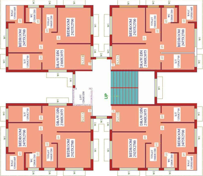 Floor Plan of Dharitri Royal Enclave in New Town, Kolkata - Image 60021