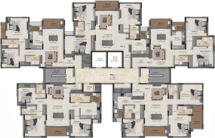 Floor Plan of VGN Kensington Towers in Guindy, Chennai - Image 59598