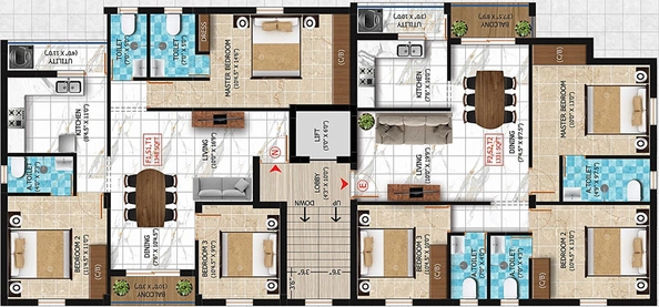 Floor Plan of Vishnu Luxe Flats in Sembakkam, Chennai - Image 59647