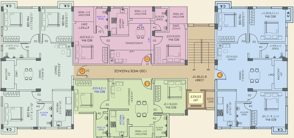 Floor Plan of Adonis Shree Niketan in Tollygunge, Kolkata - Image 60560