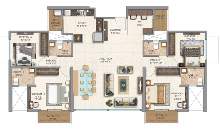 4 BHK Flat in Chandak Cornerstone in Worli, Mumbai - Image 442604