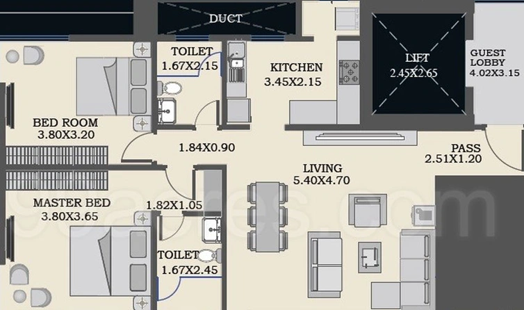 2 BHK Flat in Chandak Cornerstone in Worli, Mumbai - Image 442602
