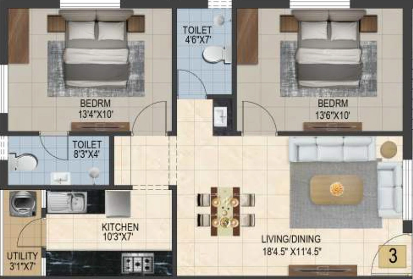 2 BHK Flat in Urban Heritage in Kundrathur, Chennai - Image 527603