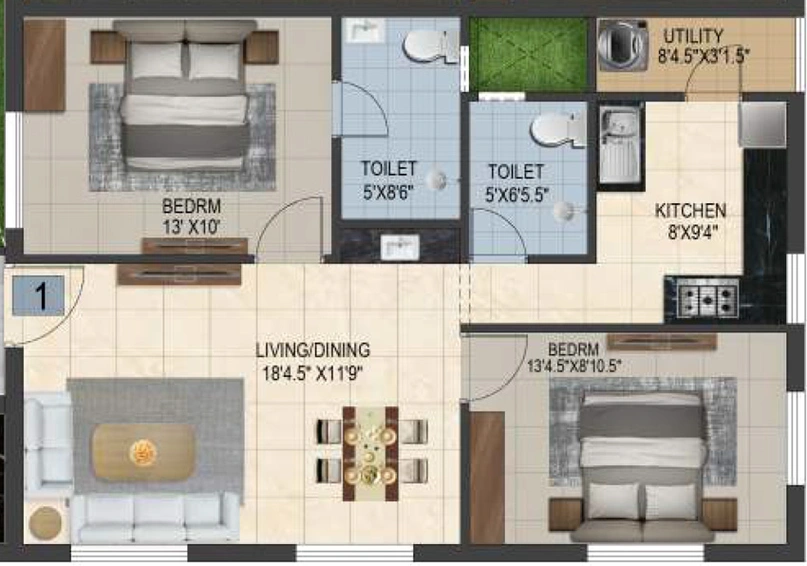 2 BHK Flat in Urban Heritage in Kundrathur, Chennai - Image 527602