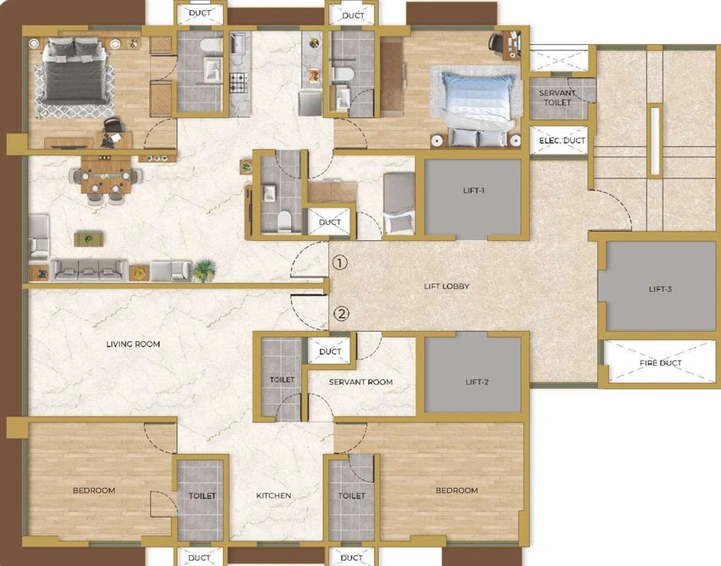 Floor Plan of Alamdar The Auro in Lower Parel East, Mumbai - Image 21361