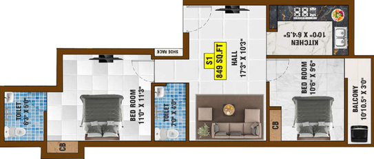 2 BHK Flat in Bharathi Sai Marlo in Pozhichalur, Chennai - Image 527947
