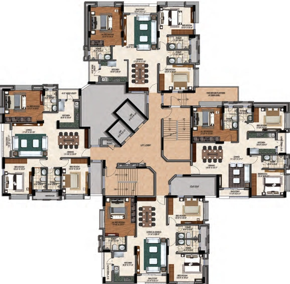 Floor Plan of Bengal Swan Court in New Town, Kolkata - Image 60271