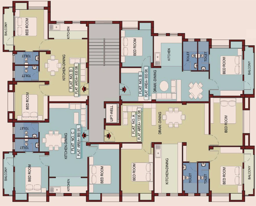 Floor Plan of Chakraborty Anjali Green in Rajarhat, Kolkata - Image 60625