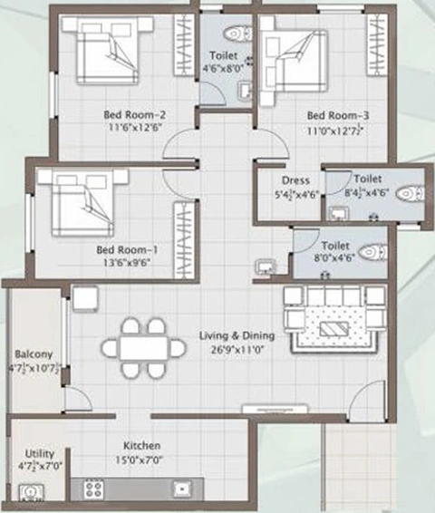 3 BHK Flat in Bhuvana Palace in Kovaipudur, Coimbatore - Image 815892