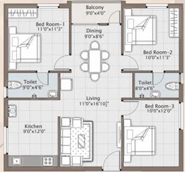 3 BHK Flat in Bhuvana Palace in Kovaipudur, Coimbatore - Image 815894