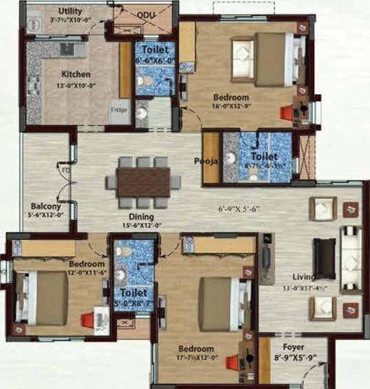 3 BHK Flat in Mayflower Eden Valley in Saibaba Colony, Coimbatore - Image 815891