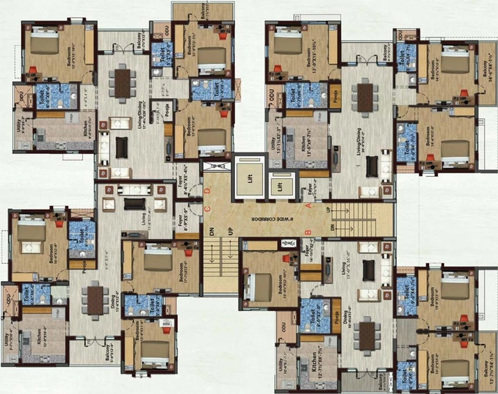 Floor Plan of Mayflower Eden Valley in Saibaba Colony, Coimbatore - Image 168341