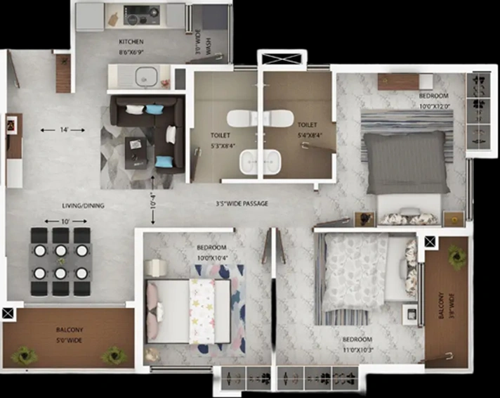 3 BHK Flat in Oswal Orchard Amritaya in BT Road, Kolkata - Image 534787