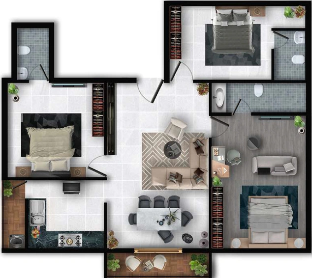 3 BHK Flat in Traventure Corner Stone in KK Nagar, Chennai - Image 533610