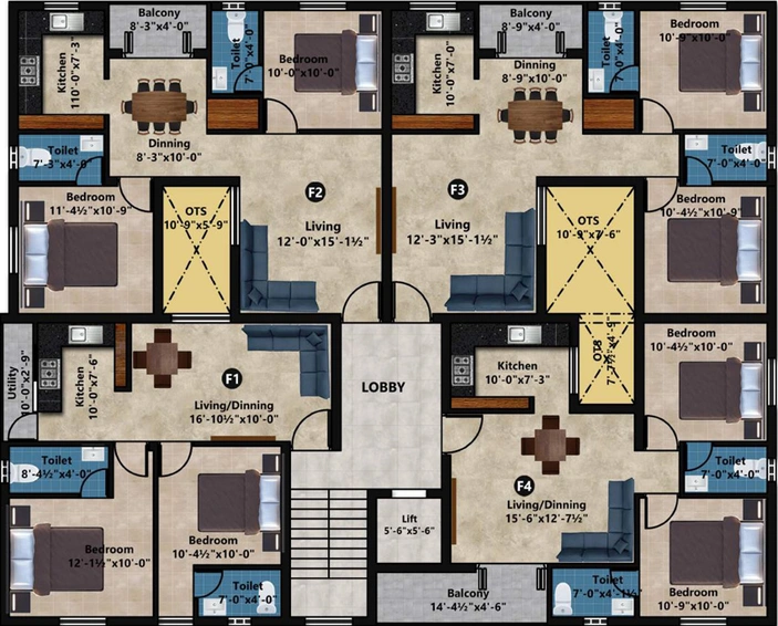 Floor Plan of Grand Deeps in Thoraipakkam, Chennai - Image 60157
