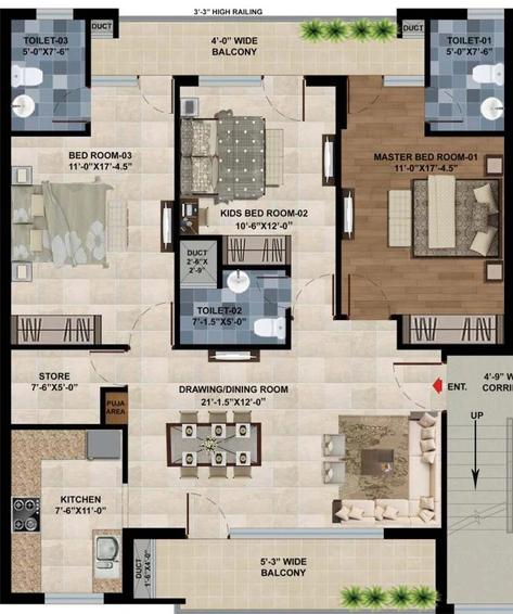 3 BHK Flat in Amayra City in Kharar, Chandigarh - Image 539003